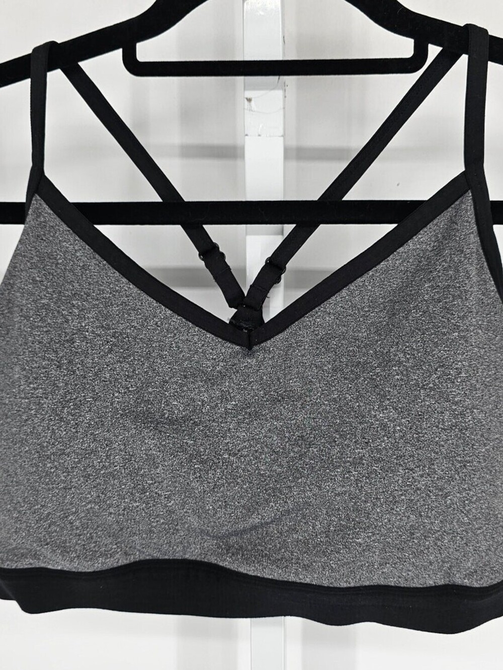 Athletic Works Womens Sz XL Racerback T Shirt Bra Gray Black Trim